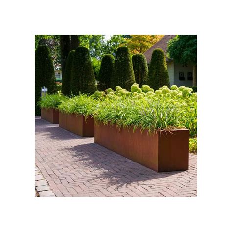 Bac Rectangulaire En Acier Corten 200 X 100 X 40 60 80 Cm