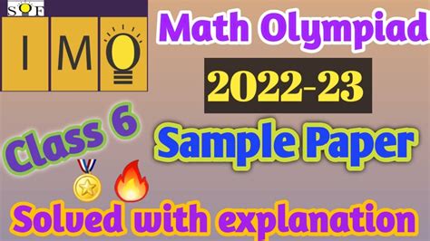 Imo Grade 6 International Math Olympiad 2022 23 Imo Class 6 Sample Papers Sof Imo 2022 23