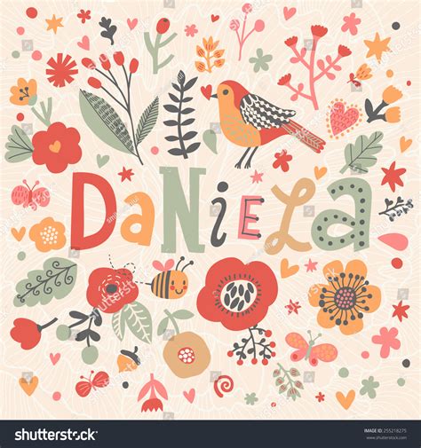 Bright Card With Beautiful Name Daniela In Poppy Royalty Free Stock