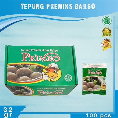 Jual TEPUNG BAKSO TEPUNG PENGENYAL BAKSO PRIMEO 32 GR ISI 100 PCS Di