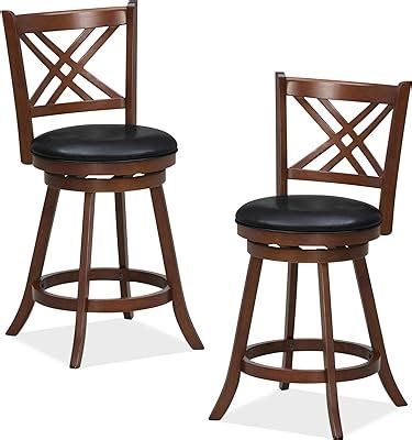 Amazon ERGOMASTER Dark Brown Swivel Bar Stools Counter Height