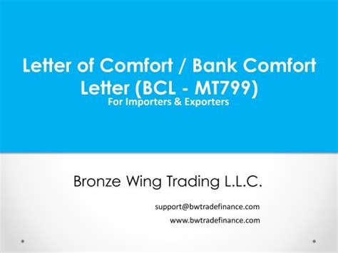 Bank Comfort Letter Bcl Mt799