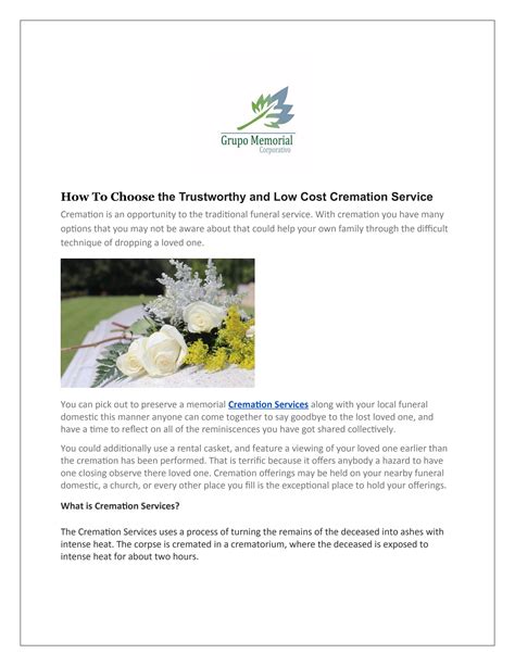 How To Choose The Trustworthy And Low Cost Cremation Service By Grupo