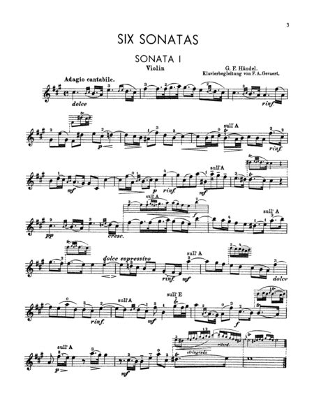 Handel Six Sonatas By George Frideric Handel Violin Digital Sheet