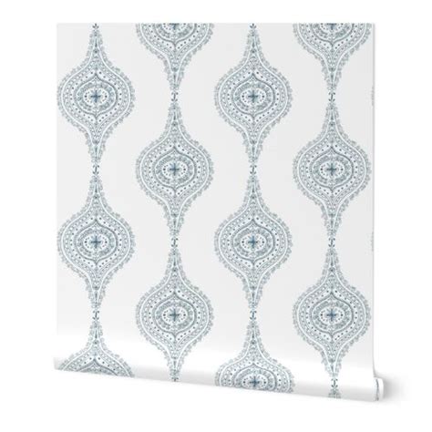 Moroccan Blue on White Wallpaper | Spoonflower