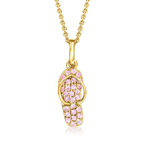 Ct T W Pink Sapphire Flip Flop Pendant Necklace In Kt Gold Over