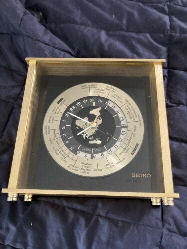 Seiko Quartz World Time Desk Clock Aviation Transportation Mcm Japan