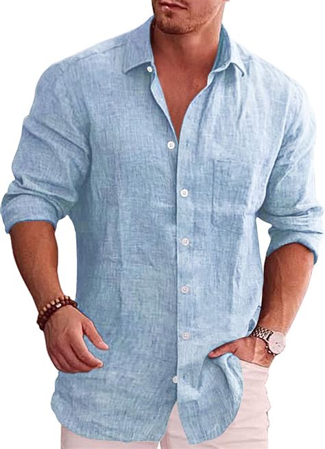 COOFANDY Men S Casual Button Down Shirt Business Long Sleeve Chambray