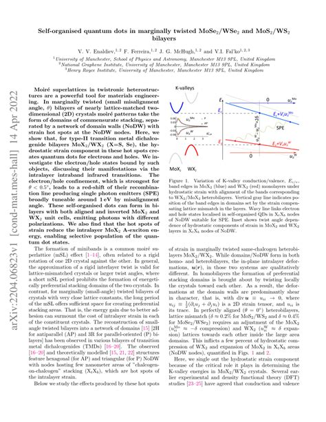 Pdf Self Organised Quantum Dots In Marginally Twisted Mose2wse2 And Mos2ws2 Bilayers