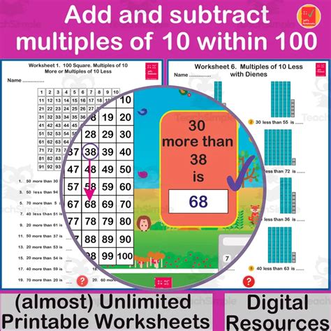 Add And Subtract Multiples Of 10 Within 100 1st Grade By Teach Simple