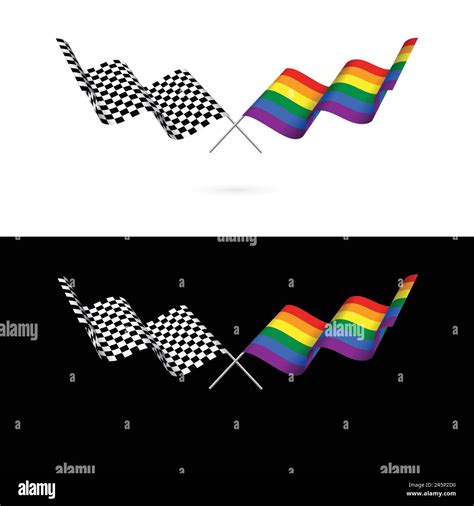 Race Checkered And Lgbt Rainbow Flags Set Stock Vector Image And Art Alamy