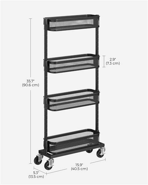 SONGMICS Carrito De Almacenamiento Delgado Carrito De Metal De 4