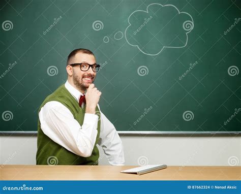 Male Nerd Thinking Stock Photo Image Of Retro Nerd 87662324