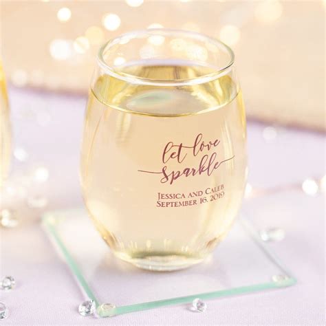 Personalized 9 Oz Stemless Wine Glass With Box Stemless Wine Glass Favors Wine Glass Favors