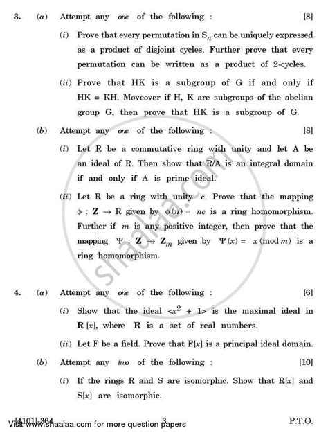 Mathematics General Paper Group Theory And Ring Theory Ba