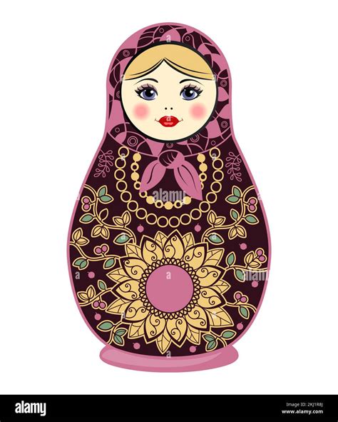 Matryoshka Russian Souvenir Vector Illustration Nesting Doll Stock