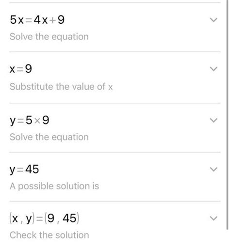 Solve The System By Substitution Y 5x Y 4x 9