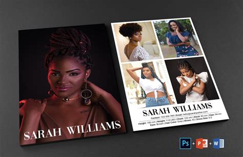 Modeling Comp Card Template Model Agency Zed Card Photoshop Ms Word Template Modeling Card Comp