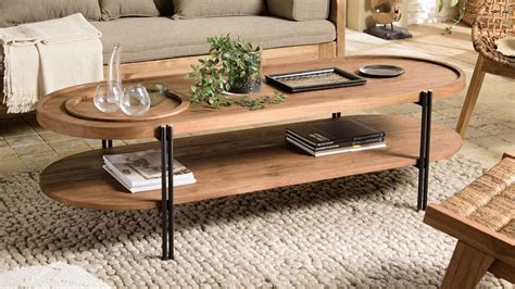 Table Basse Ovale Niveaux Plateau Amovible Sixtine