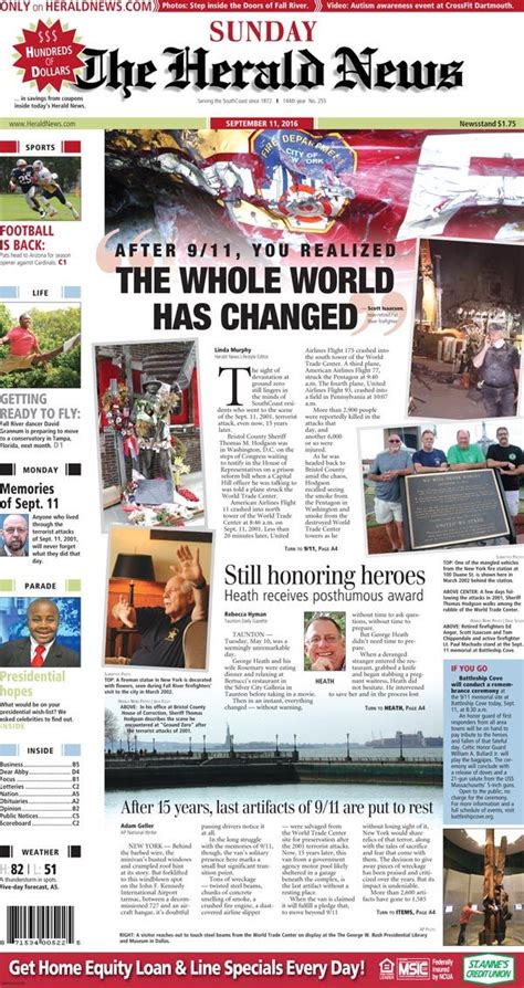 The front page of The Herald News for Sunday, Sept. 11, 2016. | Herald ...