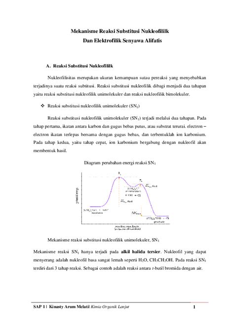 Doc Mekanisme Reaksi Substitusi Nukleofilik Dan Elektrofilik Pada