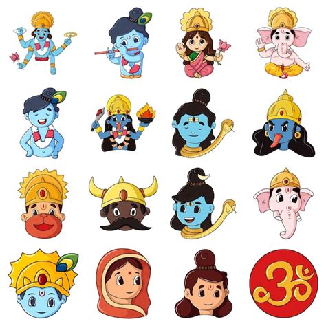 Premium Vector Cartoon Illustration Of God And Goddess Character Set