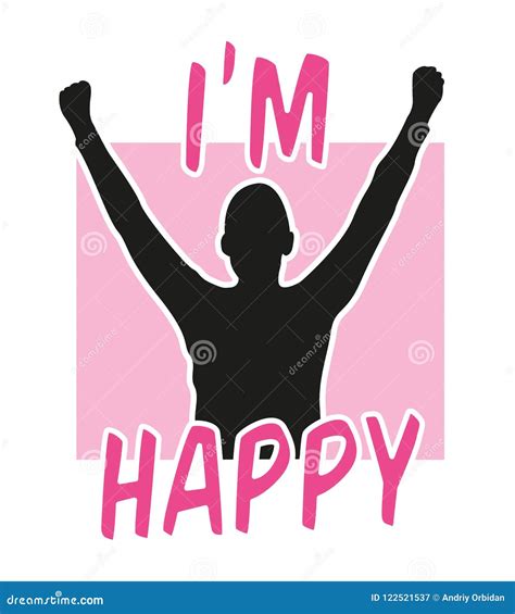 Slogan I`m Happy Graphic With Silhouette Of A Man T Shirt Print And