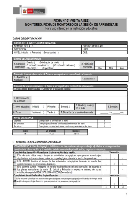 Ficha De Monitoreo De La Sesi N De Aprendizaje Rubricas Evaluaci N