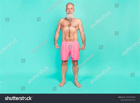 Photo Cheerful Positive Sportive Grandpa Naked Stock Photo Edit Now 2044779638