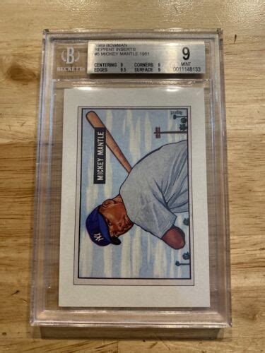 Mickey Mantle BGS 9 MINTY MINT 1989 Bowman INSERT Card Vintage Jumbo