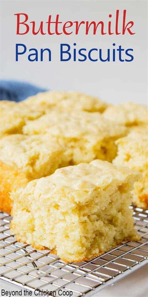 Buttermilk Pan Biscuits On A Cooling Rack With Text Overlay That Reads