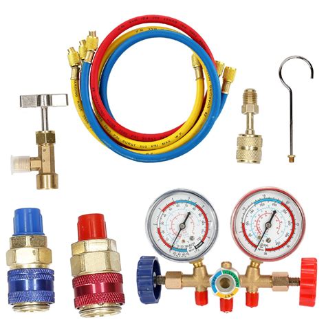 Way Ac Manifold Gauge Set With Hoses Couplers Adapter Refrigerant