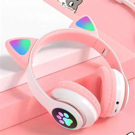 Беспроводные наушники светящиеся с кошачьими ушками Cat ear headphones ...