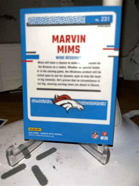 Marvin Mims Rc Rated Rookie Card Blue Hyper Prizm Panini Donruss Optic