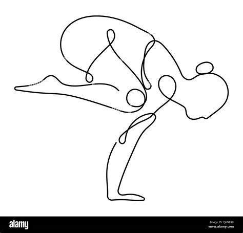 Yoga Pose Vector In Continuous Line Art Hand Drawing Style On The