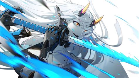 Anime Girl White Hair Katana K F Wallpaper Pc Desktop