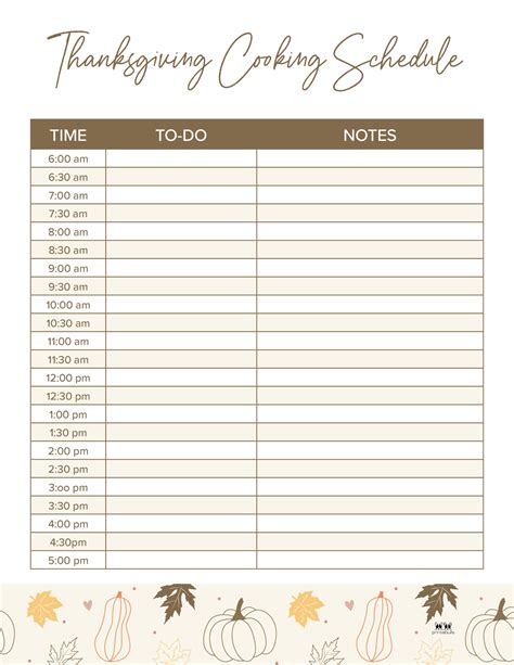 Thanksgiving Cooking Schedules Free Printables Printabulls