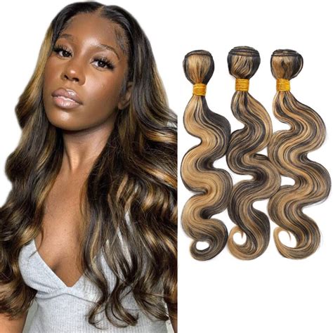 Amazon Seeuiegam Highlight Bundles Human Hair P B Body Wave