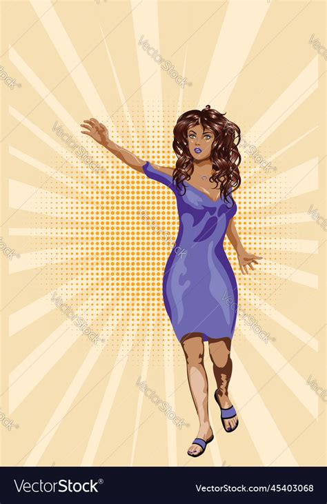 Brunette In Violet Dress Royalty Free Vector Image