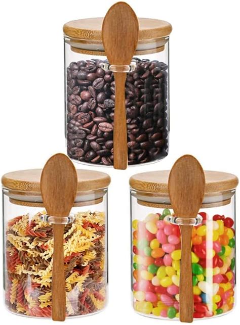 Glass Jars With Airtight Lid And Spoon Glass Canisters Overnight Oats Containers