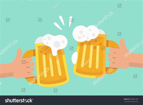 Two Hands Holding Clinking Two Beer Stock Vector Royalty Free