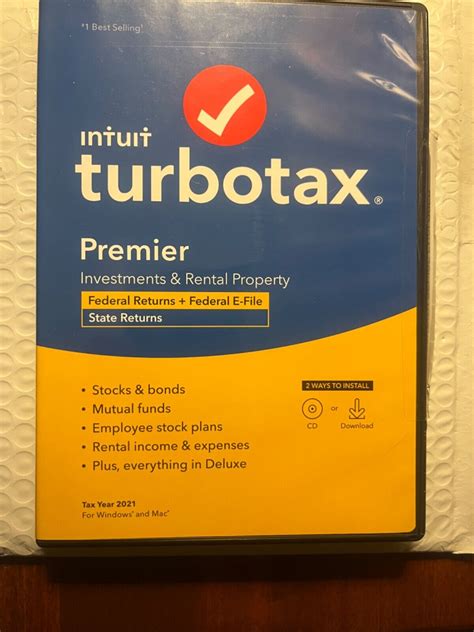 TurboTax Premier 2021 Federal E File State For PC Mac Disc Or