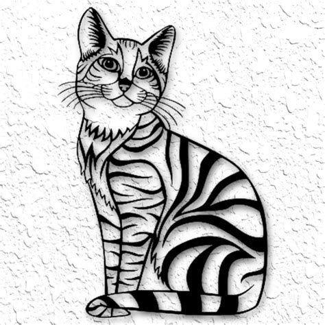 Stl File Sitting Tabby Kitty Cat Wall Art 2d Cat Wall Decor・3d Printer Model To Download・cults