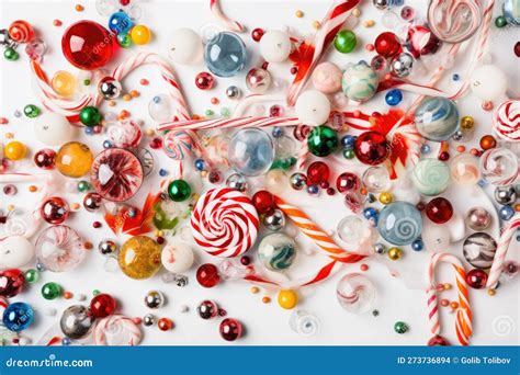 A Pile Of Candy Canes And Other Candies Generative Ai Stock