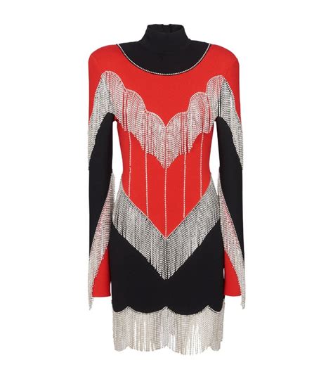 Womens Balmain Black Crystal Fringe Mini Dress Harrods Uk