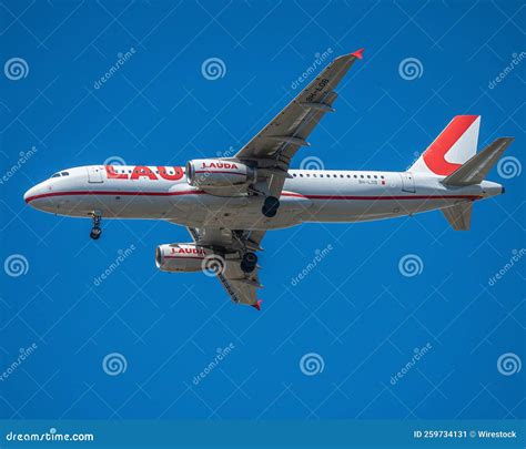 Lauda Air Airbus A Flying In The Blue Sky Editorial Photo Image Of