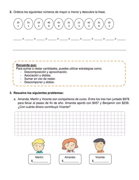 Guía De Descomposición Y Composición Aditiva En Sumas Y Restas Tercer