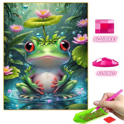 Peinture Diamant Grenouille Verte Broderie Mosa Que Dessin Anim Mignon