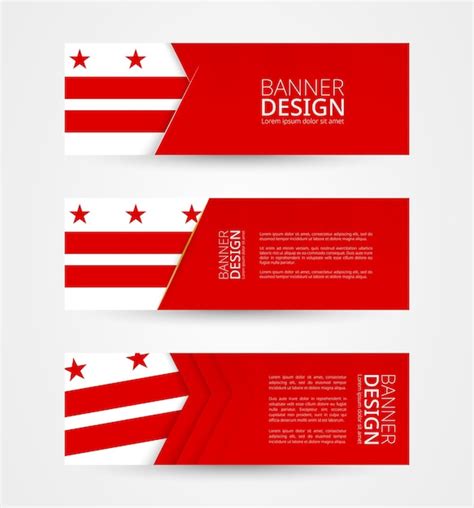 Premium Vector Set Of Three Horizontal Banners With Flag Of District