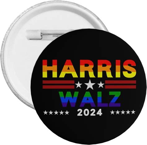 Gay Pride Lgbt Rainbow Harris And Walz 2024 For President Pin Button